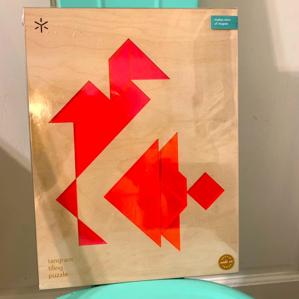 New Bright Beam Goods Flamingo Fish Wood Tangram Puzzle Made in USA